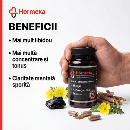 Formula naturala cu Shilajit, Ashwagandha si Tribulus | Hormexa