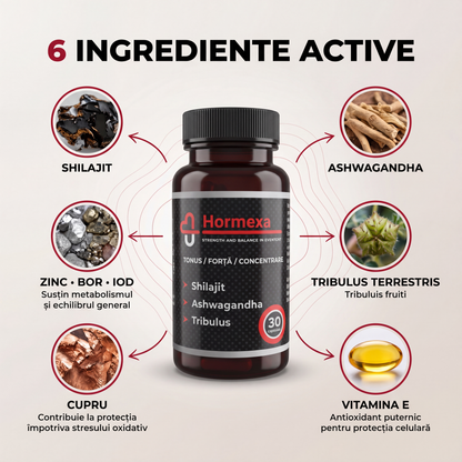 Formula naturala cu Shilajit, Ashwagandha si Tribulus | Hormexa